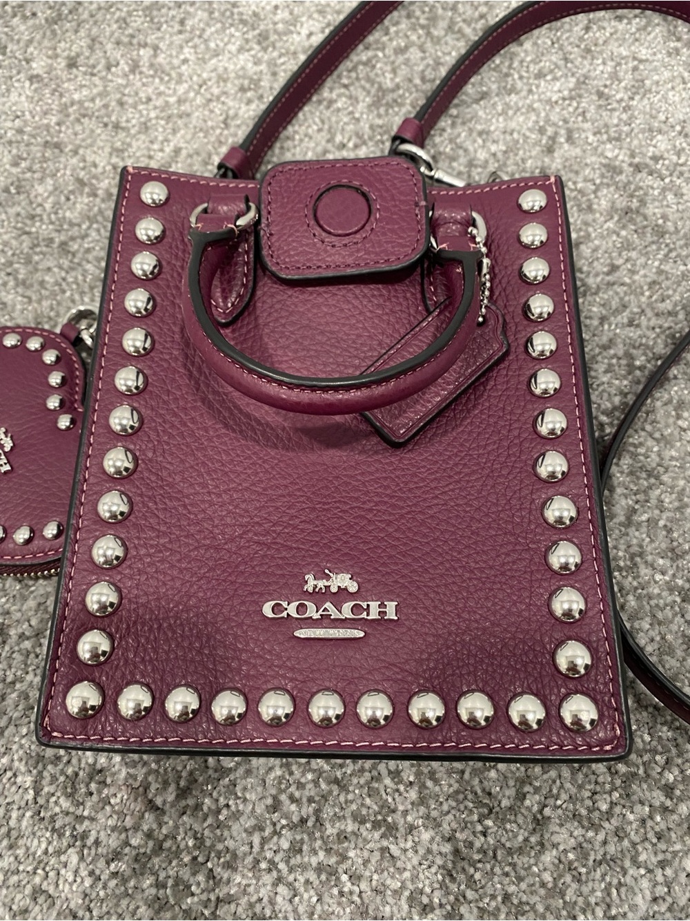 NWT Coach North South Mini Tote With Rivets Leather Bag Long Strap CM248 - Picture 2 of 8